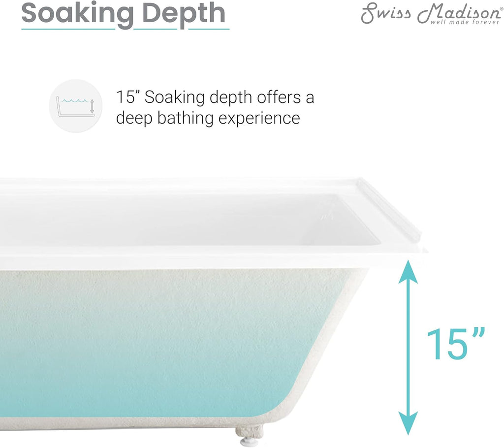 Swiss Madison Voltaire 48' x 32' Right-Hand Drain Alcove Bathtub