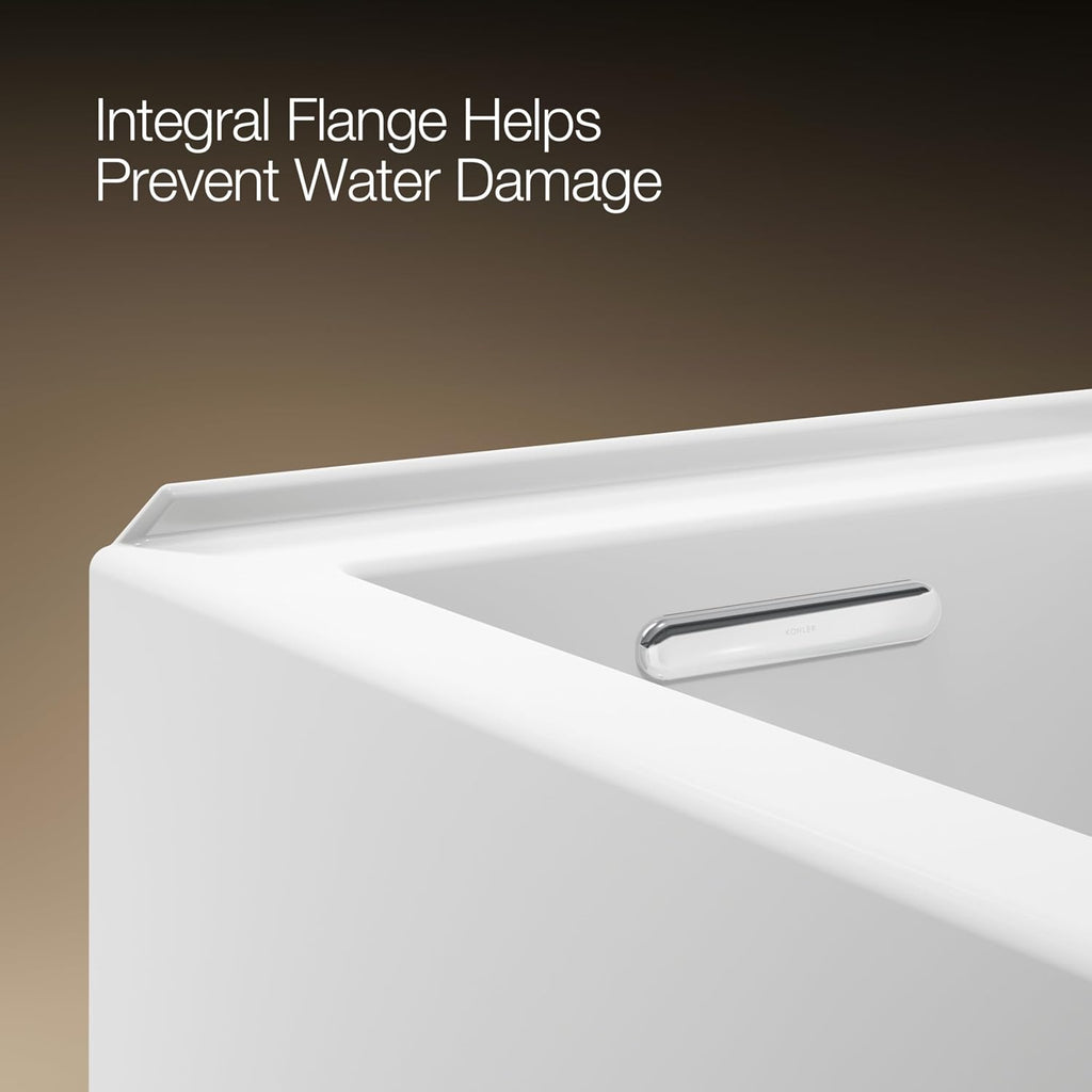 Kohler K-20202-LA Underscore 60' Soaking Bathtub for Three Wall Alcove Installation with Left Drain and 68 Gallon Water Capacity - White