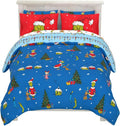 Grinch By Dr. Seuss Holiday & Christmas Bedding Super Soft Comforter and Sheet Set with Sham, 7 Piece Queen Size (Official Dr. Seuss Product) By Franco