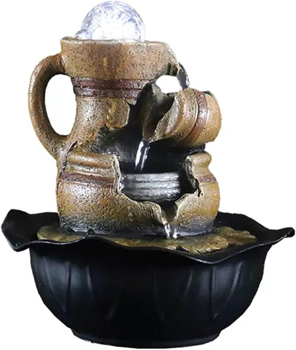 HIHELO Tabletop Fountain Creative Flowing Water Fountain Landscape Lucky Desktop Decoration Home Living Room Decoration Office Decoration Indoor Fountain