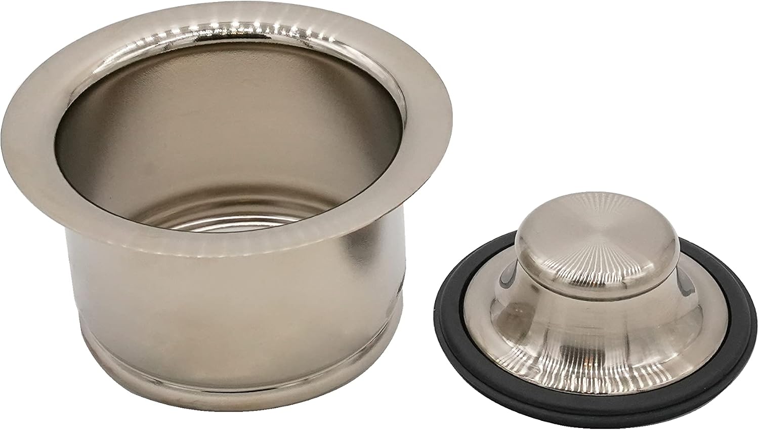 Westbrass CO2195-20 Combo Pack 3-1/2' Wing Nut Twist Style Large Kitchen Sink Basket Strainer and Extra-Deep Collar Kitchen Sink Waste Disposal Flange with Stopper, Stainless Steel
