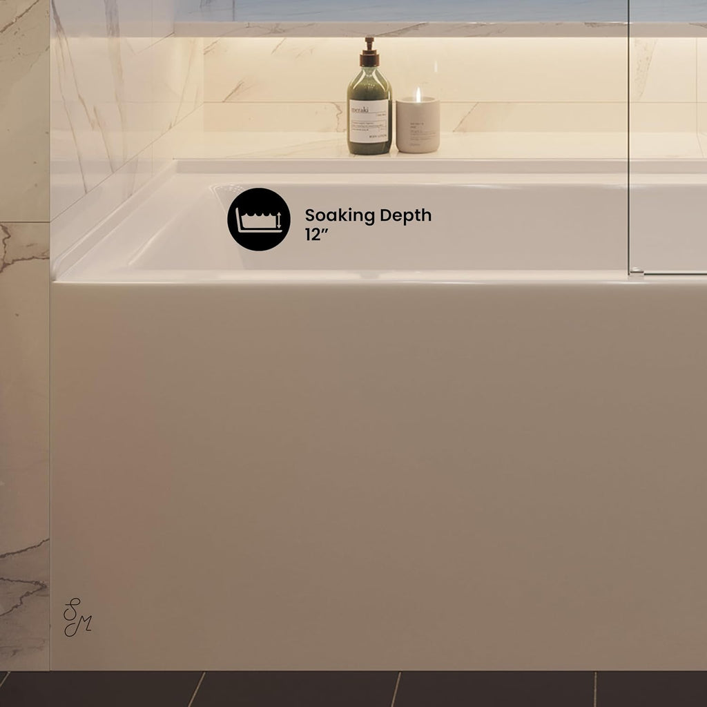 Voltaire 60' x 30' Right Drain Skirted Soaking Bathtub with Apron ADA Height in Glossy White