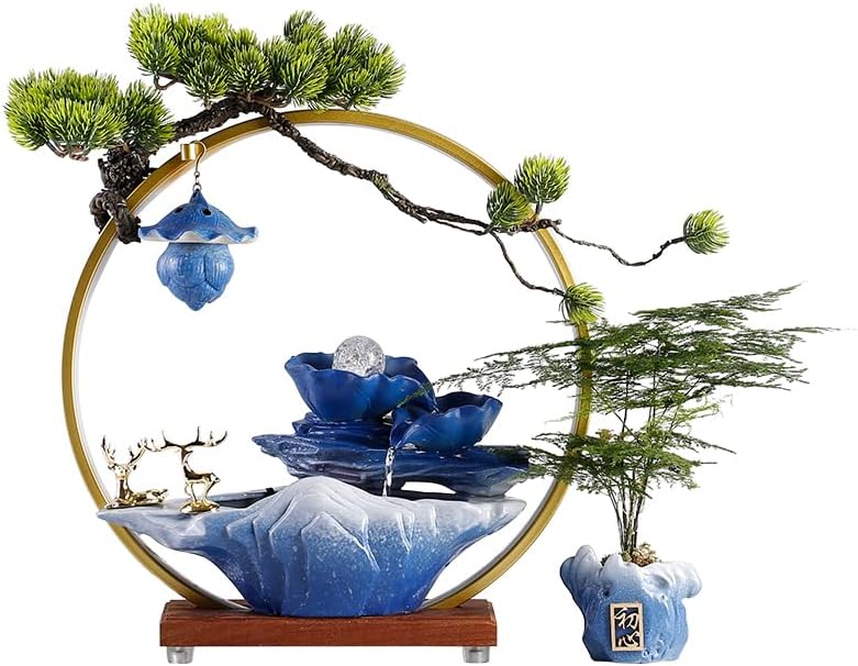 GUERNSEY Tabletop Fountain Tabletop Fountain Creative Flowing Water Fountain Feng Shui Wheel Ornaments Circulating Water Ball Small Office Decoration Indoor Fountain