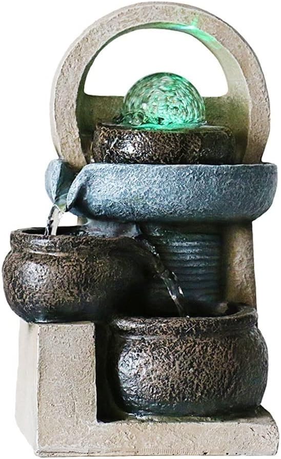 HIHELO Tabletop Fountain Desktop Fountain Chinese Water Fountain Decoration Feng Shui Ball Home Living Room Decoration Office Desktop Decoration Indoor Fountain