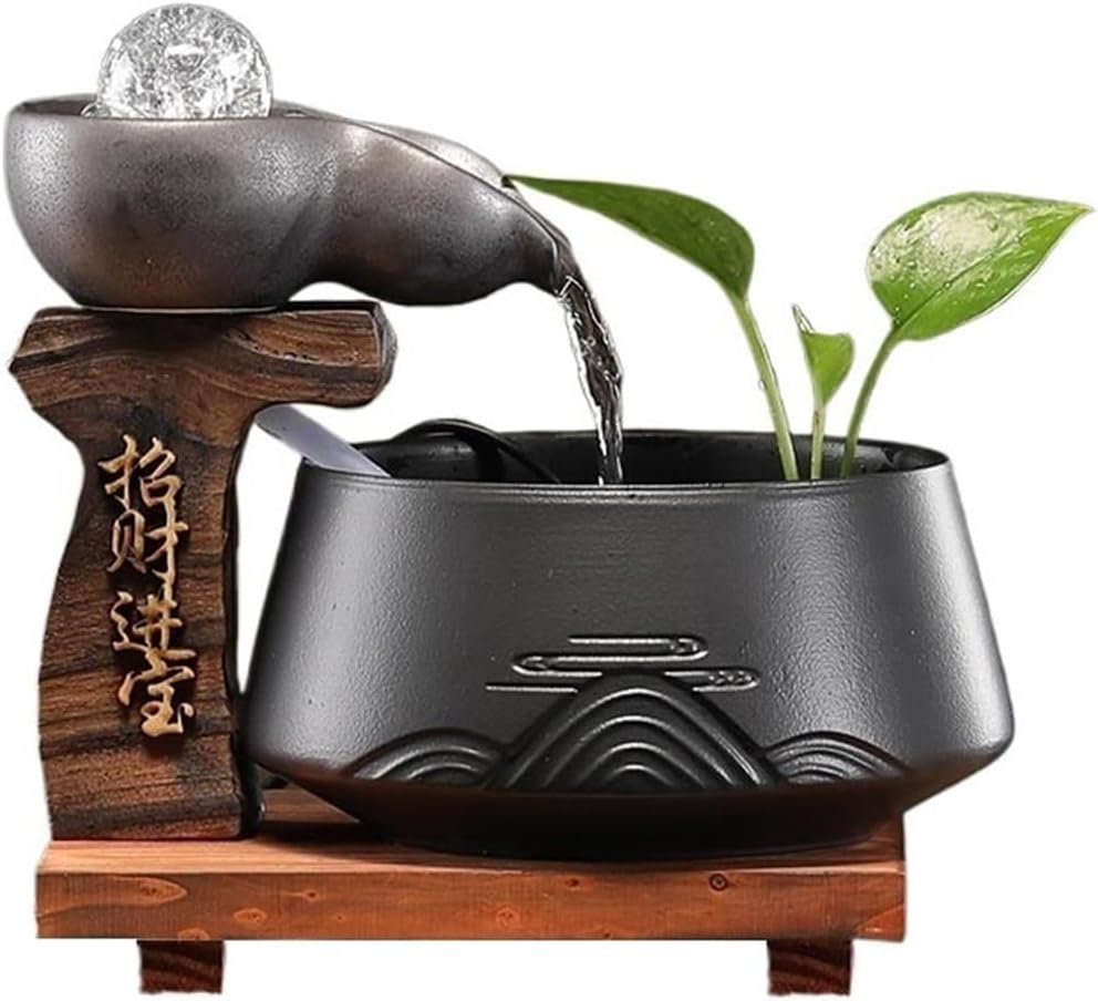Tabletop Water Fountains Indoor Tabletop Fountain Decor Decor(Gris)