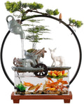 GUERNSEY Tabletop Fountain Tabletop Fountains Creative Simple Water Ornaments Desktop Ceramic Fountain Home Living Room Circulating Water Glass Fish Tank Ornaments Indoor Fountain