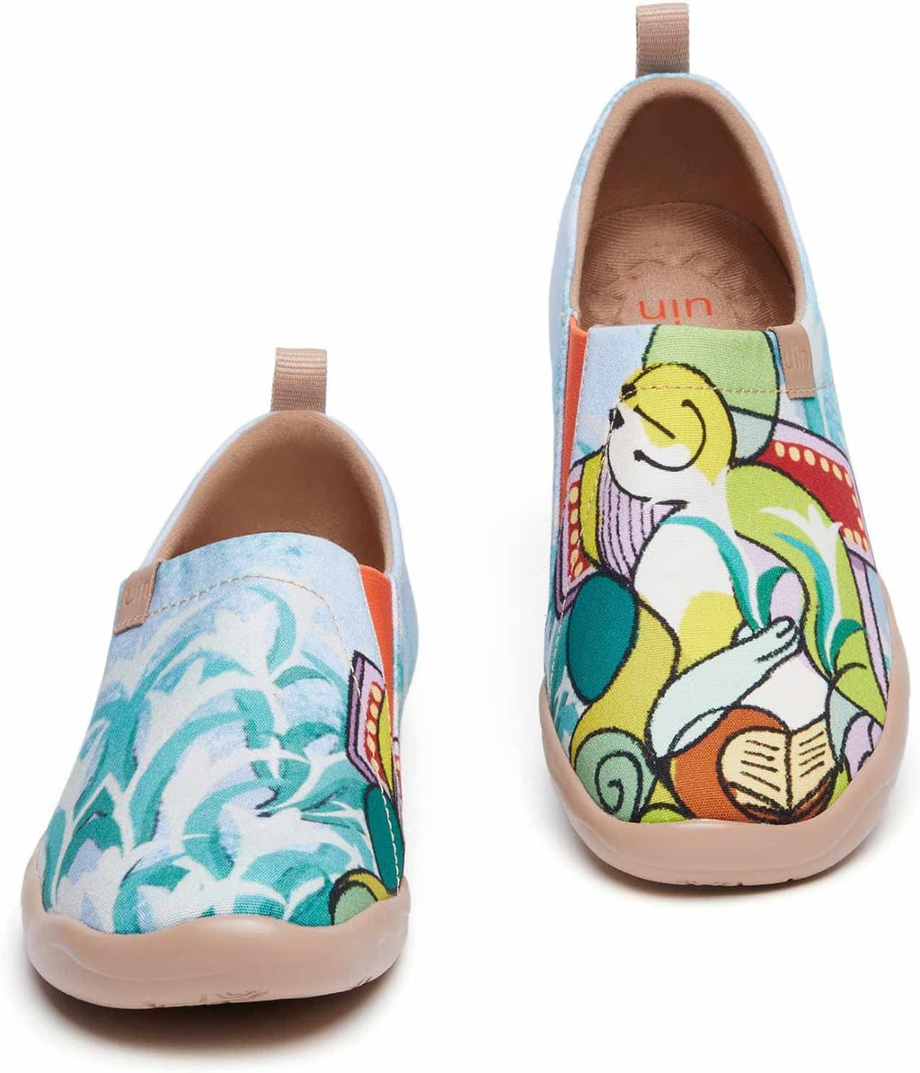 UIN Women's Casual Loafers Travel Painted Walking Slip On Lightweight Comfortable Canvas Fashion Sneakers
