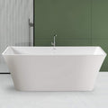 FerdY Sentosa 59' Acrylic Freestanding Bathtub, Contemporary Design Soaking Tub with Brushed Nickel Drain and Minimalist Linear Design Overflow, Easy to Install, 02560