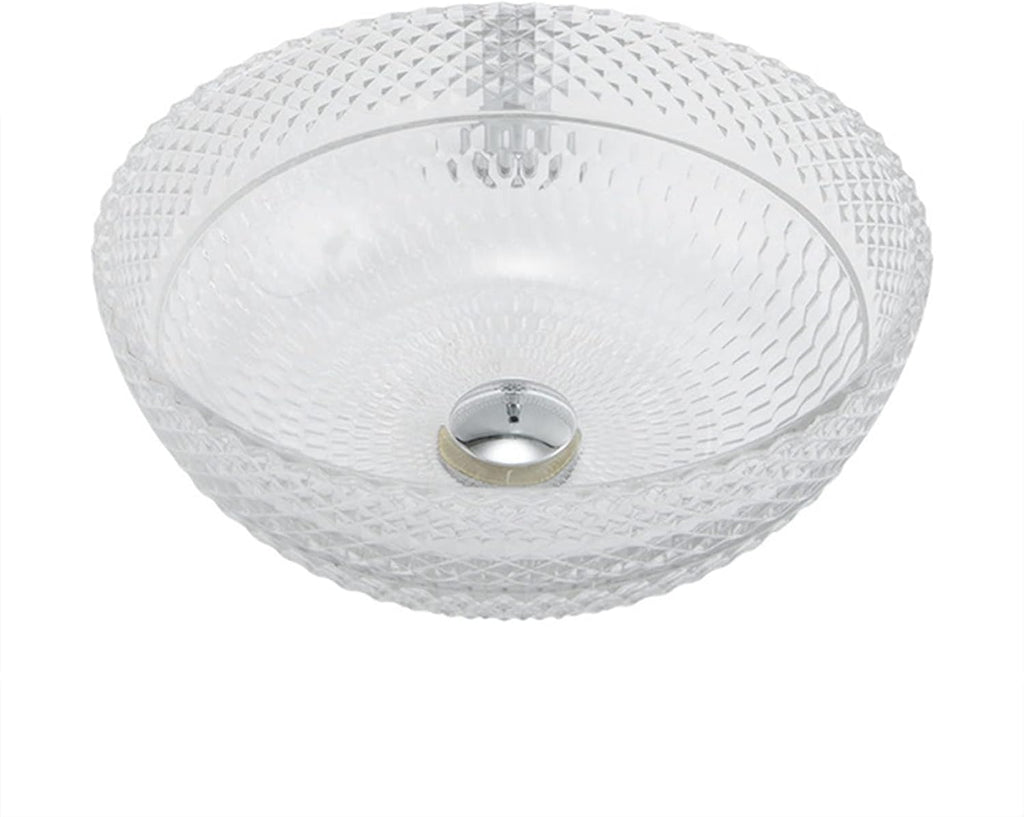 Tempered Glass Vessel Bathroom Vanity Sink Round Bowl, Transparent Above Counter Bathroom Vessel Vanity Sink with Chrome Faucet and Pop-Up Drain Combo,Single Basin Set (Single Basin)