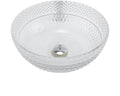 Tempered Glass Vessel Bathroom Vanity Sink Round Bowl, Transparent Above Counter Bathroom Vessel Vanity Sink with Chrome Faucet and Pop-Up Drain Combo,Single Basin Set (Single Basin)