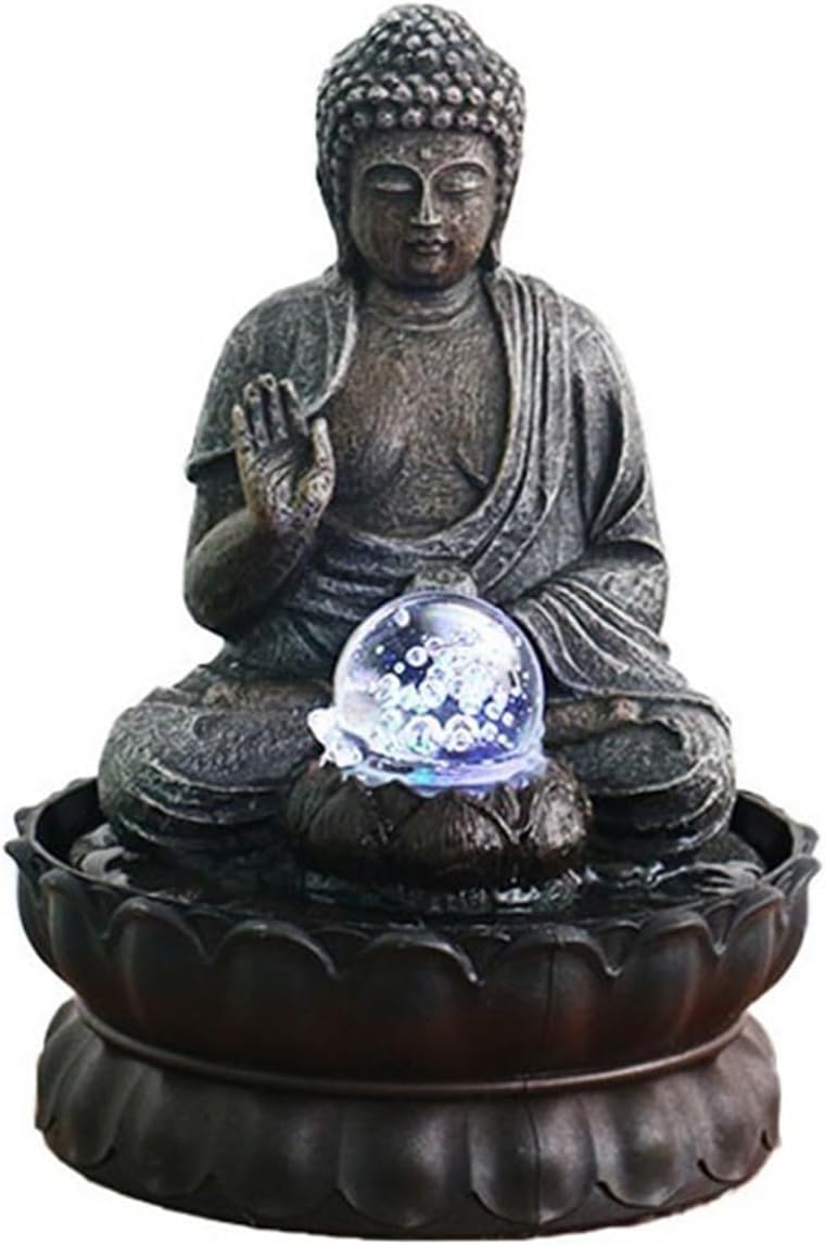 GRFIT Indoor Fountain Living Room Attracts Wealth Ornaments Decorative Fountain Coffee Table Lobby Office Desk Decorations Water Cycle Flowing Landscape Tabletop Fountain
