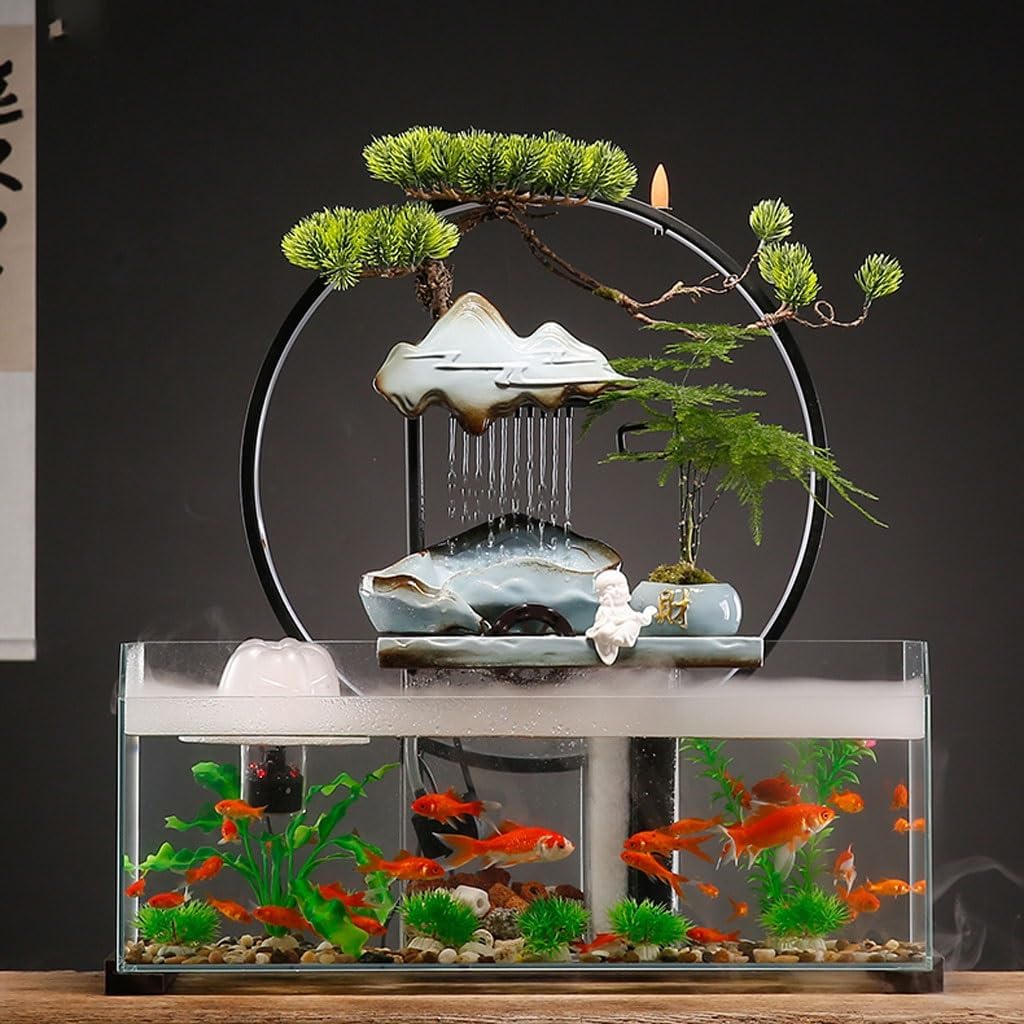 GUERNSEY Tabletop Fountain Tabletop Fountains Creative Water Fish Tank Ornaments Home Living Room Desktop Fountain Ornaments Decorative Circulating Water Fountain Indoor Fountain