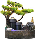 GLigeT Tabletop Fountain Rockery, Flowing Water Bonsai Circular Fountain Decoration Indoor Porch Living Room Tabletop Decoration Green Plant Tabletop Landscape Water Fountain Decor(Large)