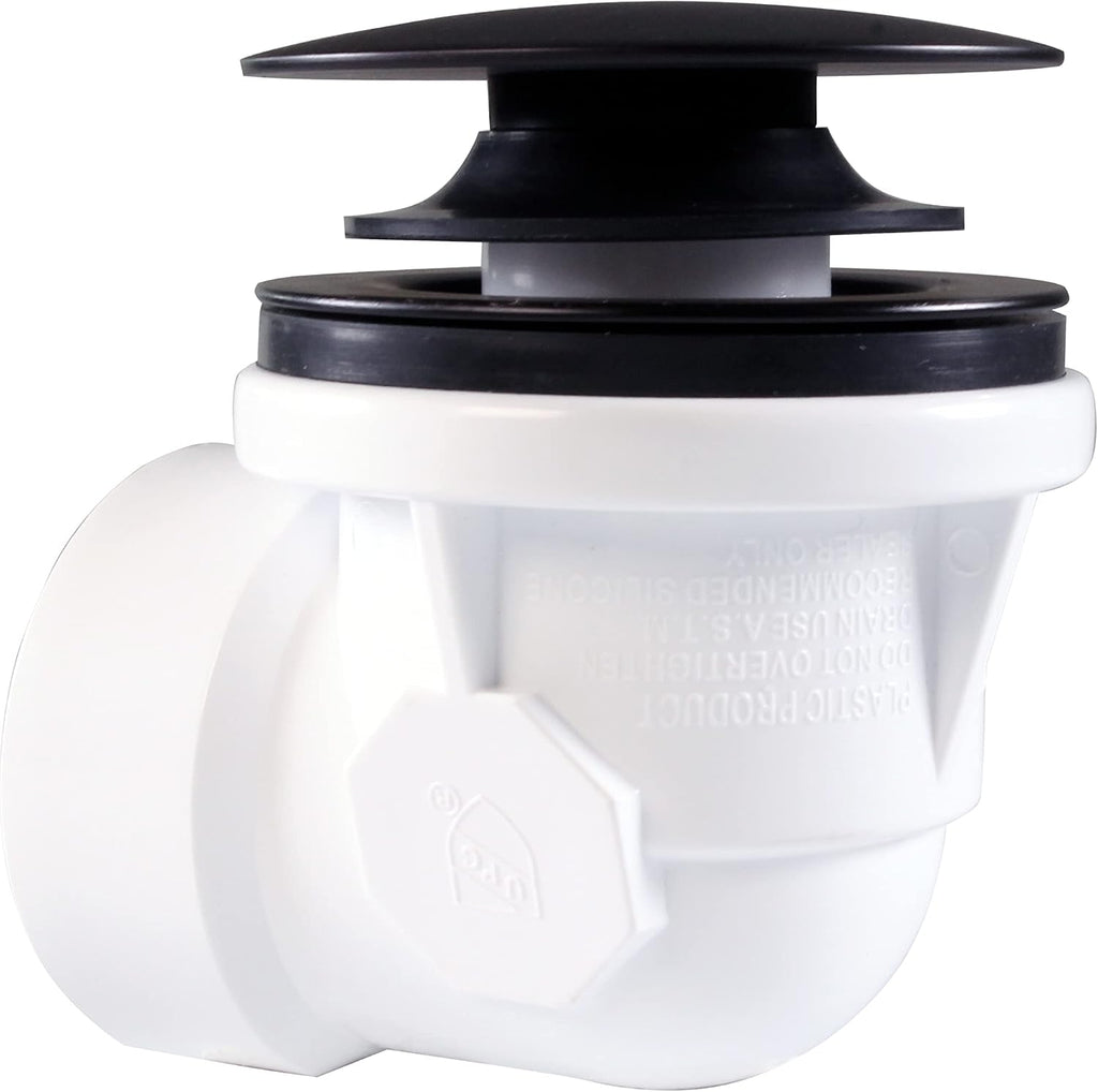 Westbrass 493244H-62 14' SCH. 40 PVC Bath Waste & Overflow Assembly with Illusionary Faceplate and Tip-Toe Drain Plug, Matte Black (12-Pack)