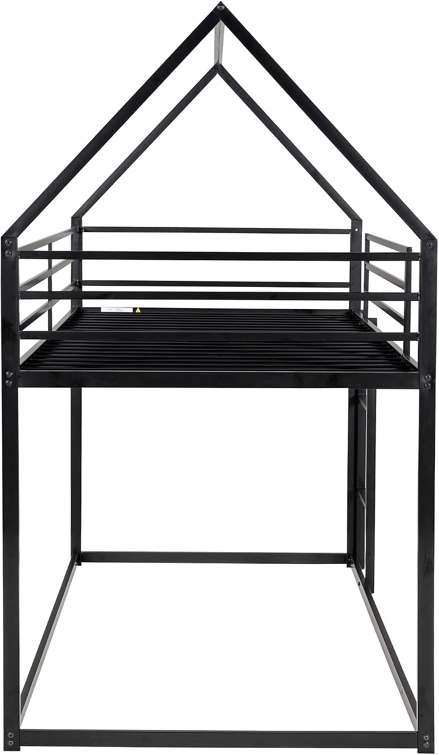 MERITLINE Metal Bunk Bed Twin Over Twin Size House Shaped Bunk Bed Frame Low Bunk Beds for Kids and Toddlers, Twin Size