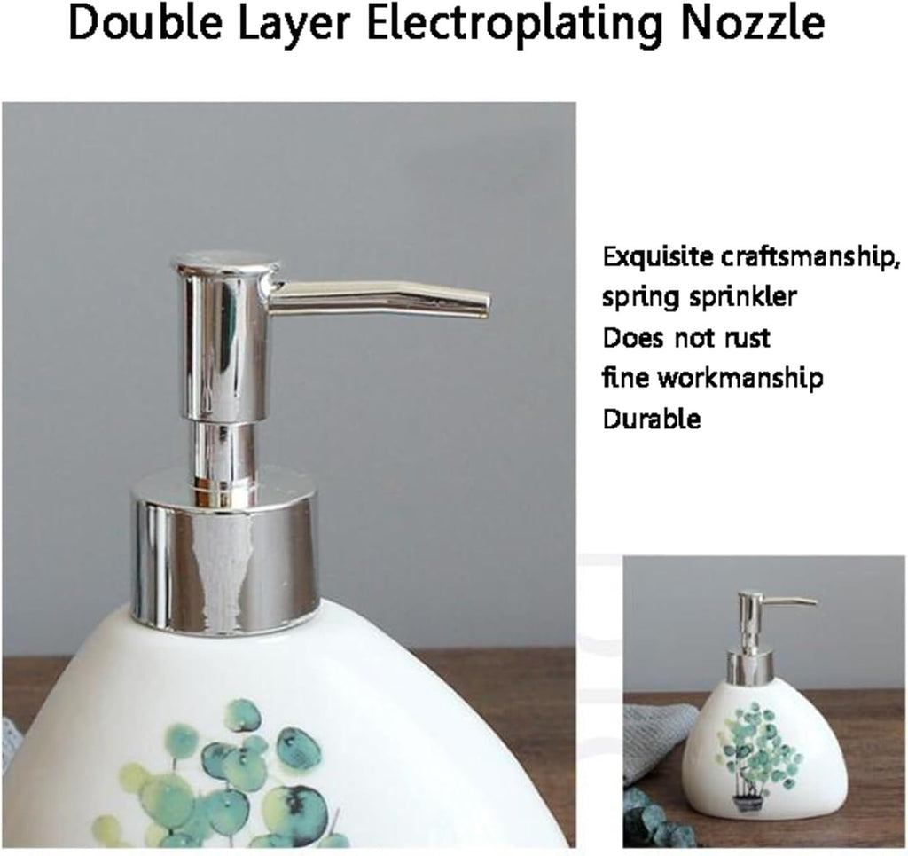 Bathroom Accessories Set Soap Dispenser Set White Bathroom Accessory Sets with Toothbrush Cup Dish Holder for Apartment Dormitory Victorian Decor(Green a)