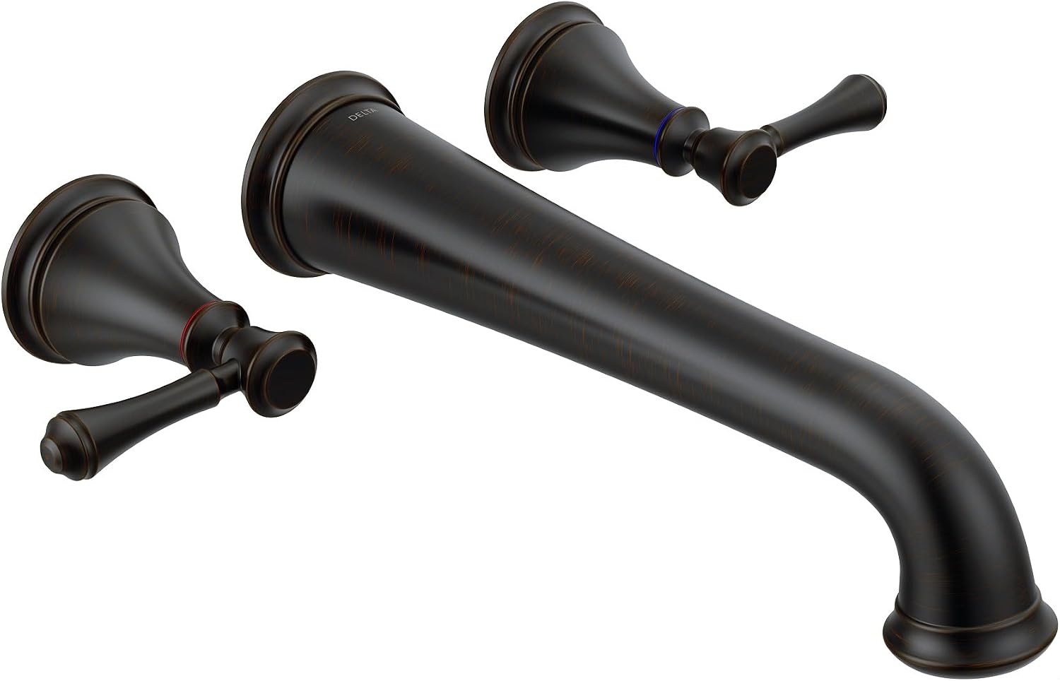 Delta Wall Mount Bathroom Faucet 3 Hole, Oil Rubbed Bronze Bathroom Sink Faucet for Vanity, Venetian Bronze T5797-RBWL (Valve Not Included)