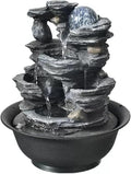 HIHELO Desktop Fountain Tabletop Fountain Resin Laminated Rock Waterfall Zen Meditation Fountain Indoor Desktop Fountain for Office Home Bedroom Water Fountain Outdoor