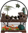 GUERNSEY Tabletop Fountain Chinese Style Glass Fish Tank Desktop Fountain Ornaments Creative Simple Water Circulation Desktop Decorations Indoor Waterfall Feature Indoor Fountain