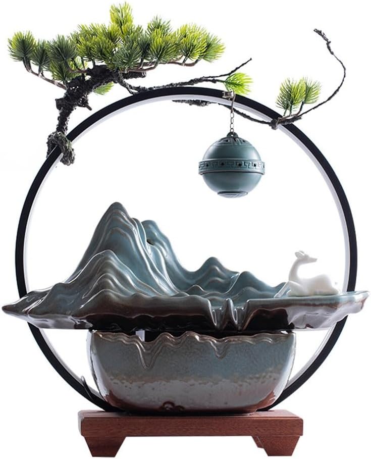 GUERNSEY Tabletop Fountain Flowing Water Attracts Wealth, Home Creative Ceramic Fountain, Living Room Office Desktop Decoration Tabletop Fountains Indoor Fountain