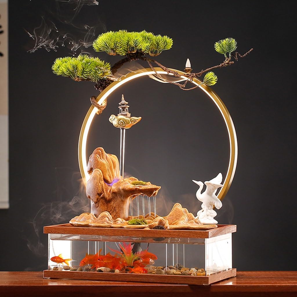 GUERNSEY Tabletop Fountain Tabletop Fountains Creative Fish Tank Water Ornaments Circulating Water Rockery Desktop Fountain Living Room Study Decorative Fountain Indoor Fountain