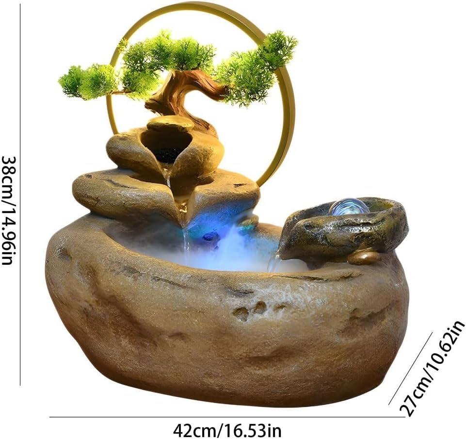 GUERNSEY Tabletop Fountain Desktop Rockery Water Fountain Ornaments Office Circulating Water Wheel Study Desktop Fountain Decoration Indoor Fountain