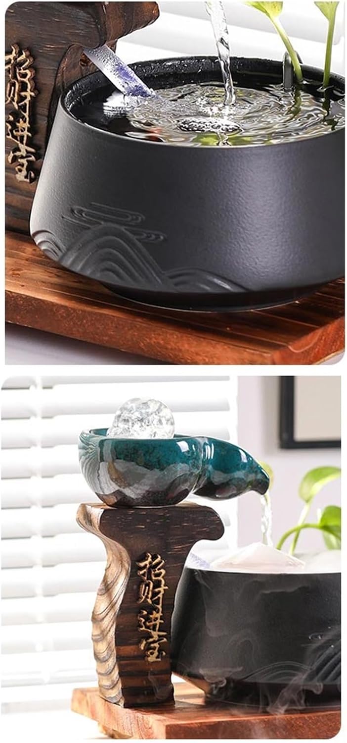 Tabletop Water Fountains Indoor Tabletop Fountain Decor Decor(Gris)