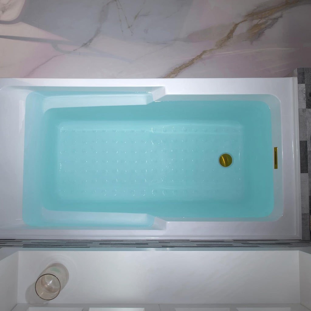 WOODBRIDGE 54' Acrylic Rectangular Alcove Soaking Bathtub in White with Left Drain, Brushed Gold pop-UP Drain Included BA5430L
