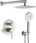 KIBI Circular Bathroom Shower System | 2-Function Wall Mounted Shower Faucet Set | Solid Brass Pressure Balanced Valve Construction | Durable and Leak-Free | Brushed Nickel Finish, KSF403