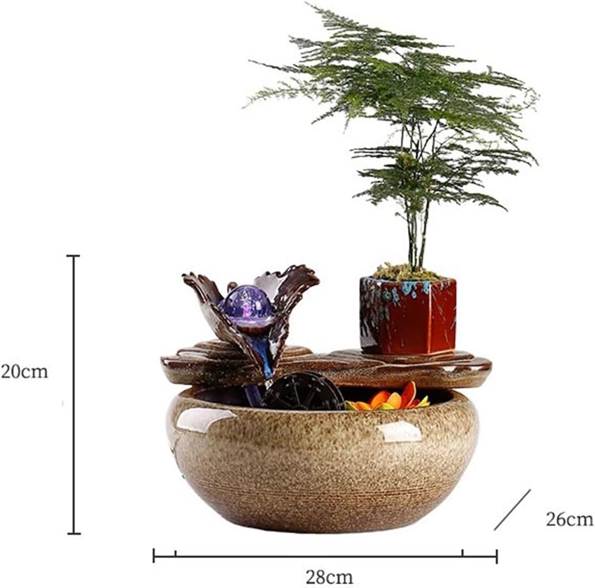 Tabletop Chinese Style Tabletop Fountain Relaxation Water Feature Circulating Ceramic Fish Tank Decor