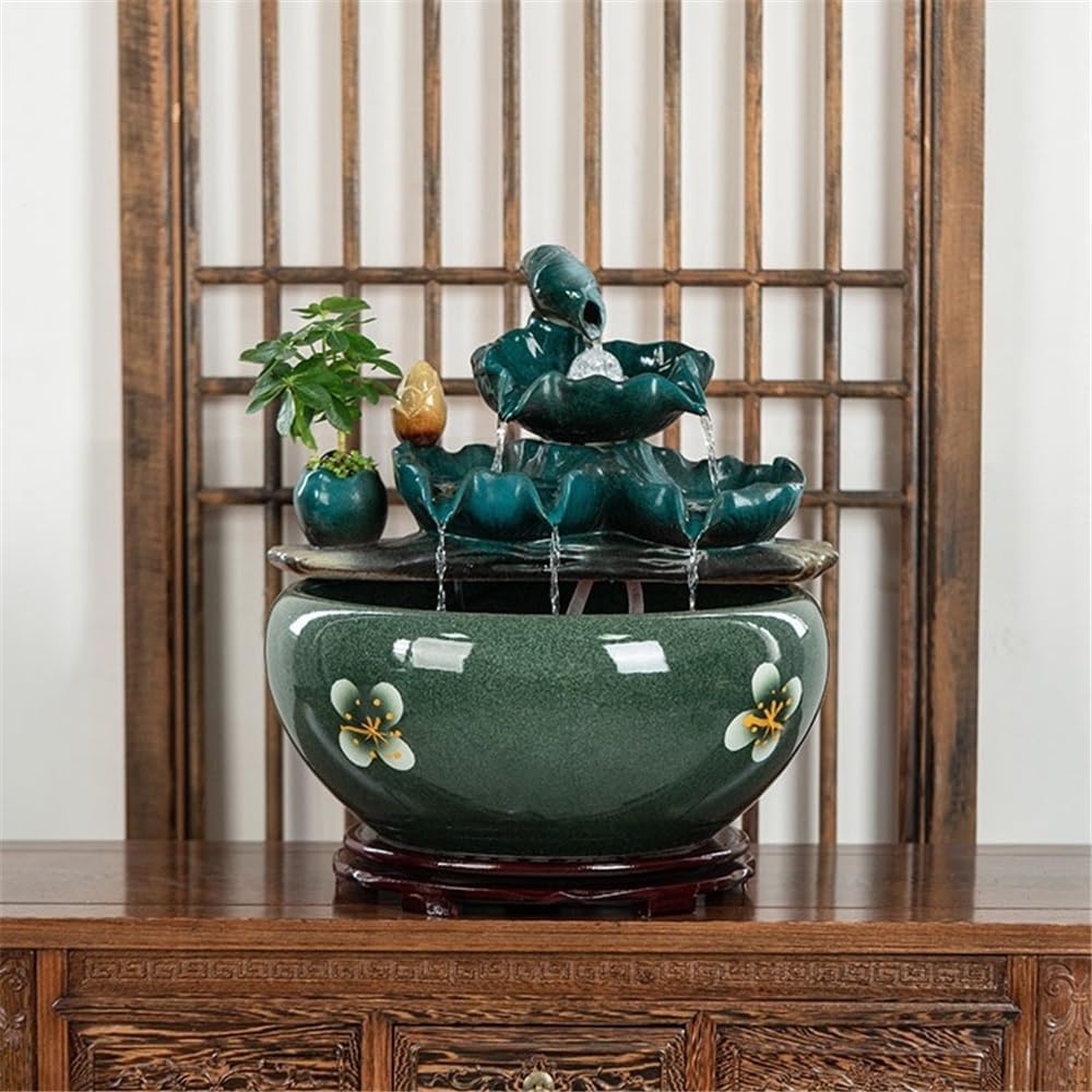 Tabletop Tabletop Fountains Ceramic Fish Tank Home Office Desktop Decorations for Meditation Relaxation Decor(Large)