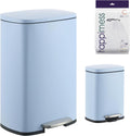 happimess HPM1006H Connor Rectangular 13-Gallon Trash Can with Soft-Close Lid and Free Mini Trash Can, Fingerprint Resistant, Modern, Minimalistic for Home, Kitchen, Office, Bathroom, Tide Pool Blue