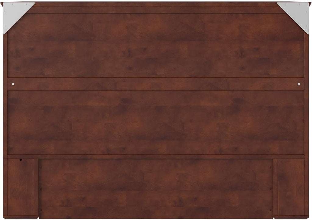 AFI Hamilton Full Murphy Bed Chest with Mattress, Storage, and Built-in Charger in Walnut