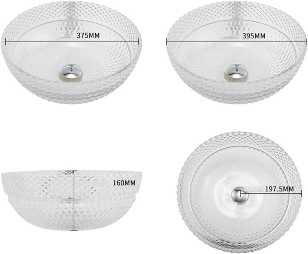 Tempered Glass Vessel Bathroom Vanity Sink Round Bowl, Transparent Above Counter Bathroom Vessel Vanity Sink with Chrome Faucet and Pop-Up Drain Combo,Single Basin Set (Single Basin)