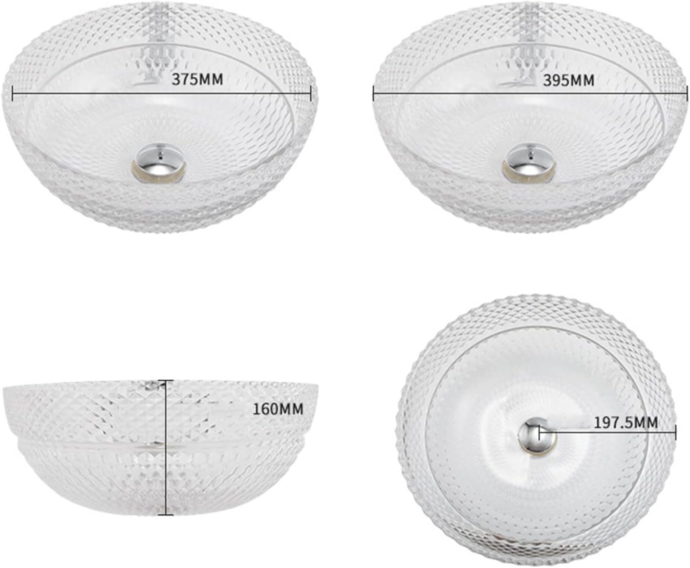 Tempered Glass Vessel Bathroom Vanity Sink Round Bowl, Transparent Above Counter Bathroom Vessel Vanity Sink with Chrome Faucet and Pop-Up Drain Combo,Single Basin Set (Single Basin)