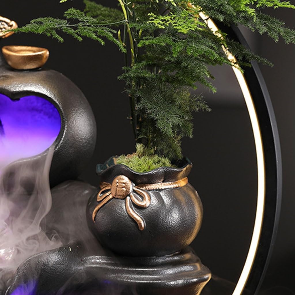 GUERNSEY Tabletop Fountain Creative Water Ornaments Tea Room Desktop Small Fish Tank Office Circulating Water Desktop Fountain Decorations Indoor Fountain