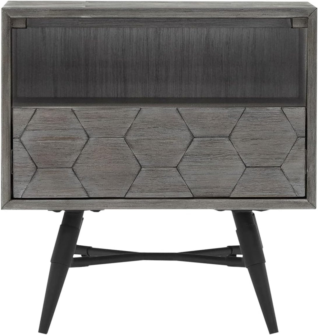 Armen Living Makena 3 Piece Queen Bedroom Set in Grey Acacia Wood