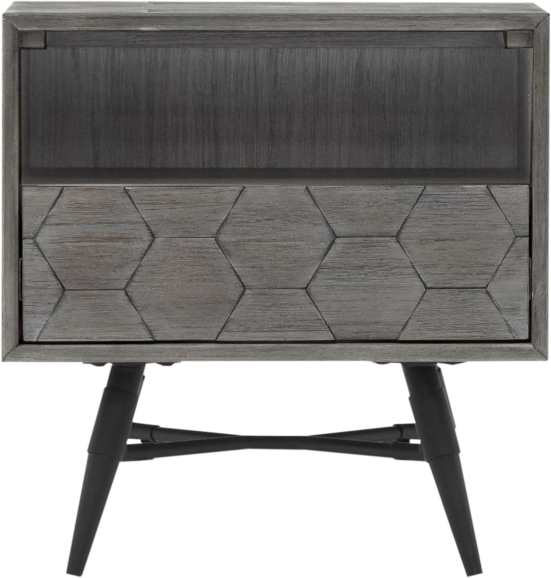Armen Living Makena 3 Piece Queen Bedroom Set in Grey Acacia Wood