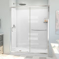 DreamLine Infinity-Z 32 inch D x 60 inch W x 78 3/4 inch H Semi-Frameless Sliding Shower Door in Chrome and Clear Glass, Left Drain Shower Base, and Wall Kit in White