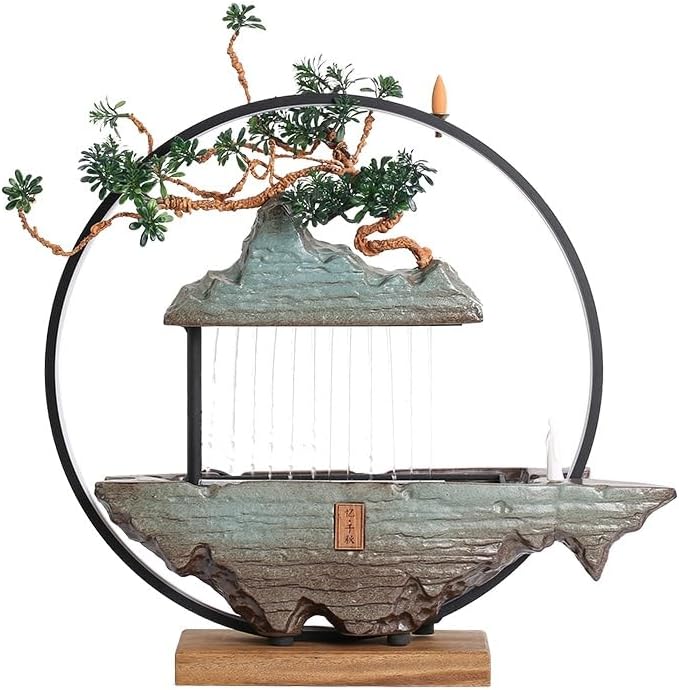 GUERNSEY Tabletop Fountain Tabletop Fountain Rockery Water Fountain Feng Shui Wheel Fortune Small Ornaments Circulating Water Desktop Fountain Indoor Fountain