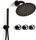 SKOWLL Oil Rubbed Bronze Shower System 3 Handles, Wall Mounted Shower Faucet Set with 10 Inch Round Rain Shower Head and Handheld Spray