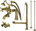 Kingston Brass CCK268AB Vintage Deck Mount Clawfoot Tub Faucet Package, Antique Brass