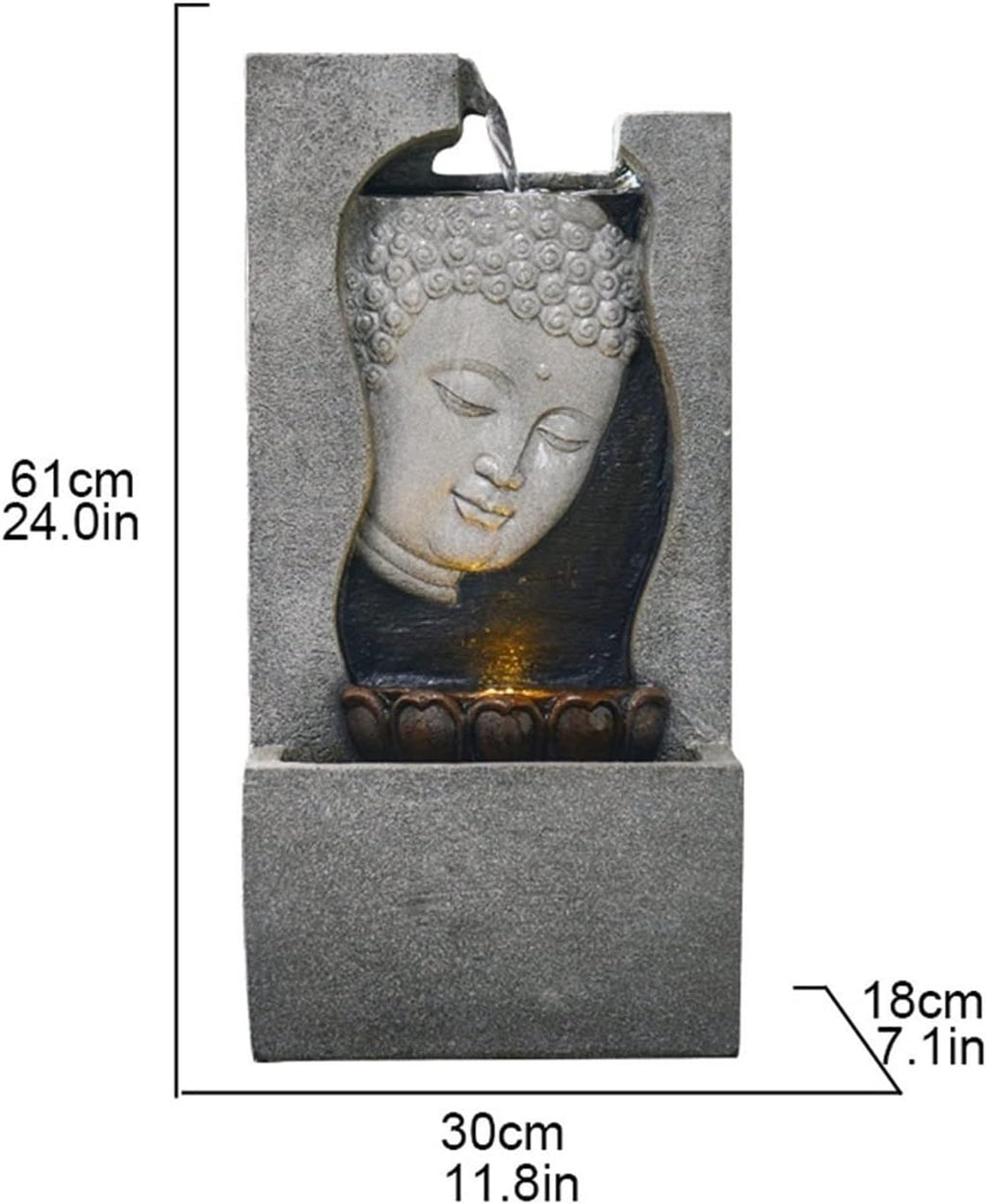 HIHELO Tabletop Fountain Tabletop Fountain Water Buddha Statue Desktop Ornament Fountain Living Room Study Decoration Lucky Waterscape Decoration Indoor Fountain