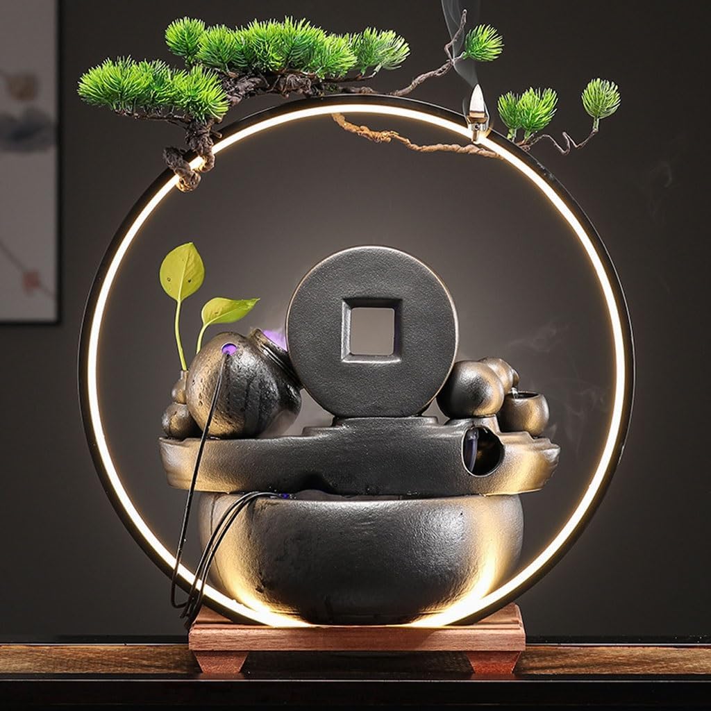 GUERNSEY Tabletop Fountain Creative Circulation Crystal Ball Ornaments Living Room Office Desktop Fountain Ornaments Company Front Desk Decorations Indoor Waterfall Feature Indoor Fountain