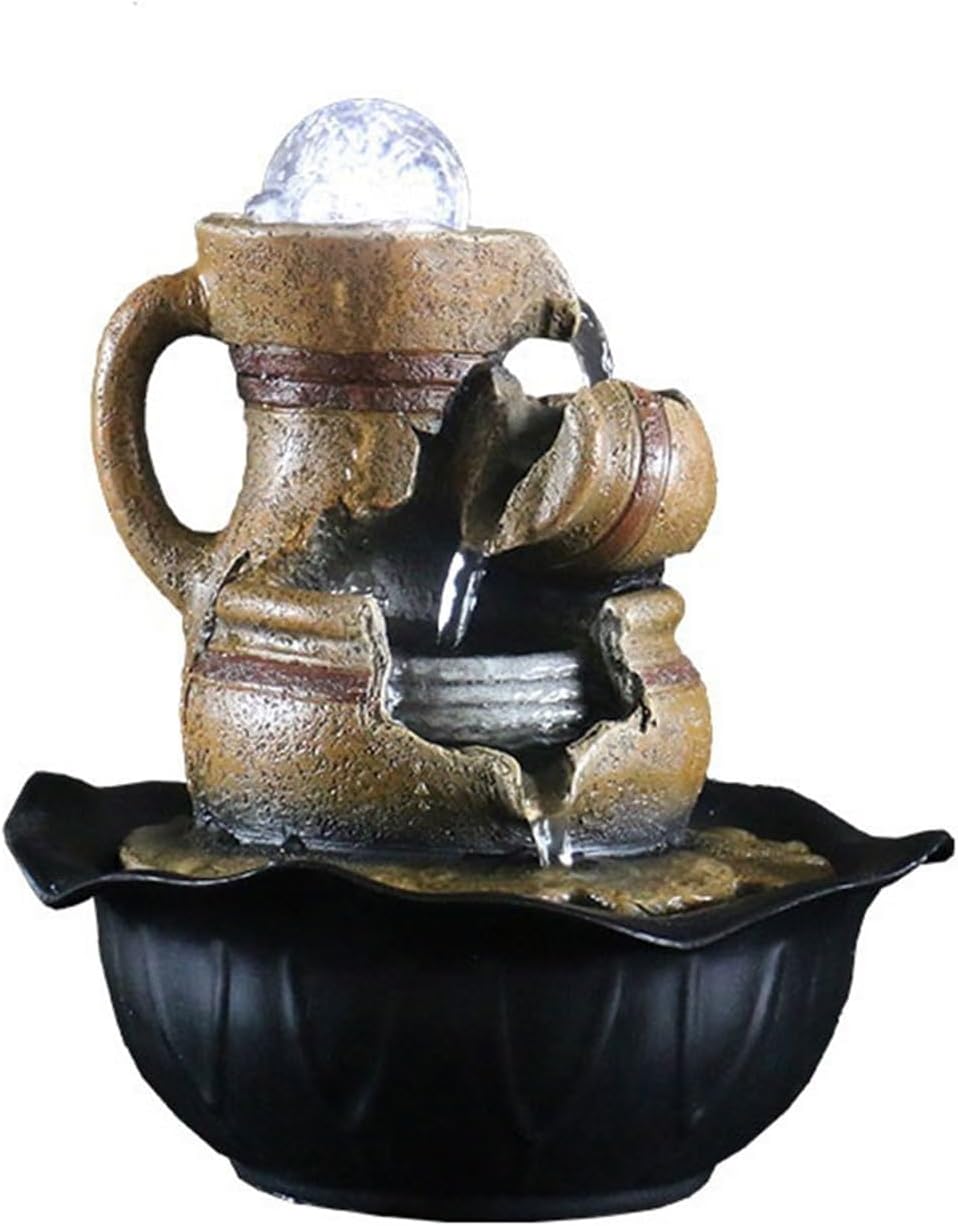 GLigeT Tabletop Fountain Home Living Room Decorations Gift Furnishings Simple Retro Desktop Fountain Feng Shui Ball Ornaments Water Fountain Decor