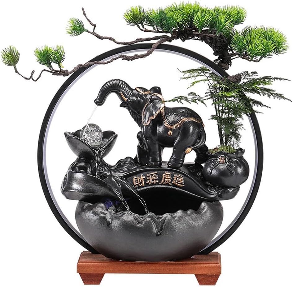 GUERNSEY Tabletop Fountain Chinese Style Living Room Porch Water Ornaments Office Desktop Fountain Ornaments Tea Room Art Decorations Indoor Waterfall Feature Indoor Fountain