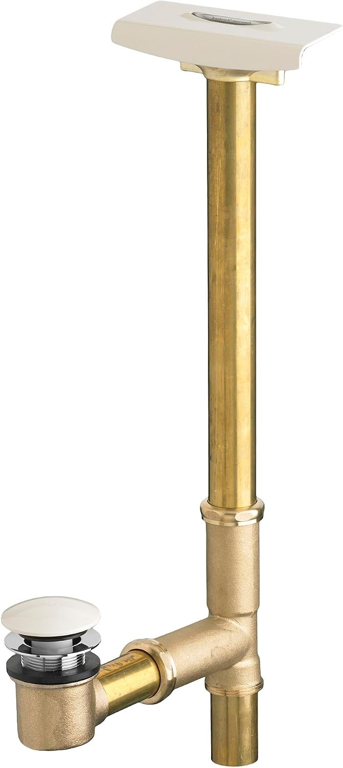 American Standard 1599.205.222 Deep Soak Max Drain with Unique Top-Mount Overflow, Allows 3-Inch Deeper Water Level, Linen