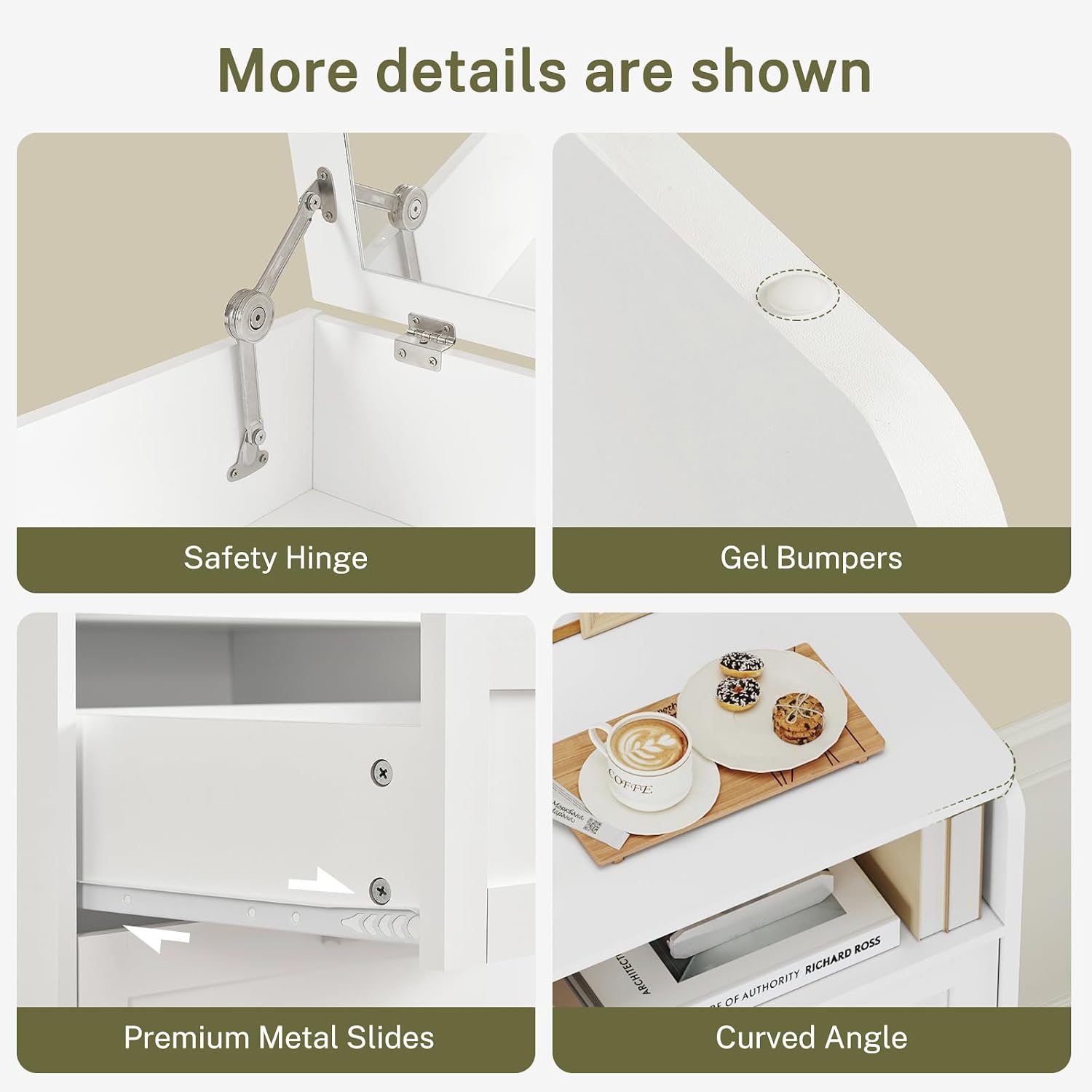 TEENFON Dresser for Bedroom, Tall White Dresser with 4 Drawers, Dressers with Mirror, Chest of Drawers for Bedroom, Living Room, Closet, Hallway, White