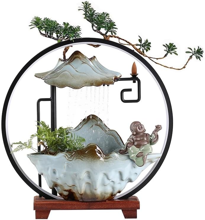 GUERNSEY Tabletop Fountain Tabletop Fountain Creative Living Room Circulating Water Landscape Fountain Humidifier Office Home Furnishings Indoor Fountain