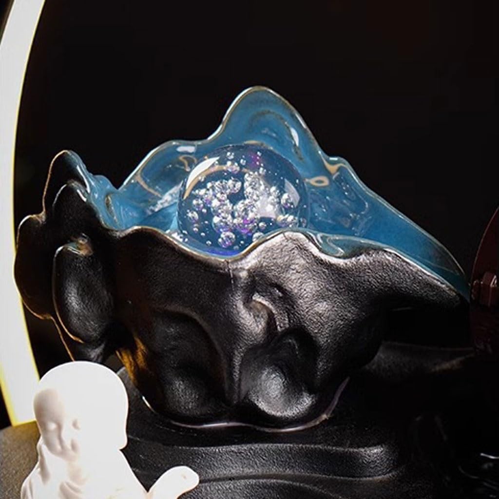 GUERNSEY Tabletop Fountain Chinese Style Water Circulation Ornaments Living Room Waterwheel Circulating Water Ornaments Study Desk Fountain Indoor Waterfall Feature Indoor Fountain